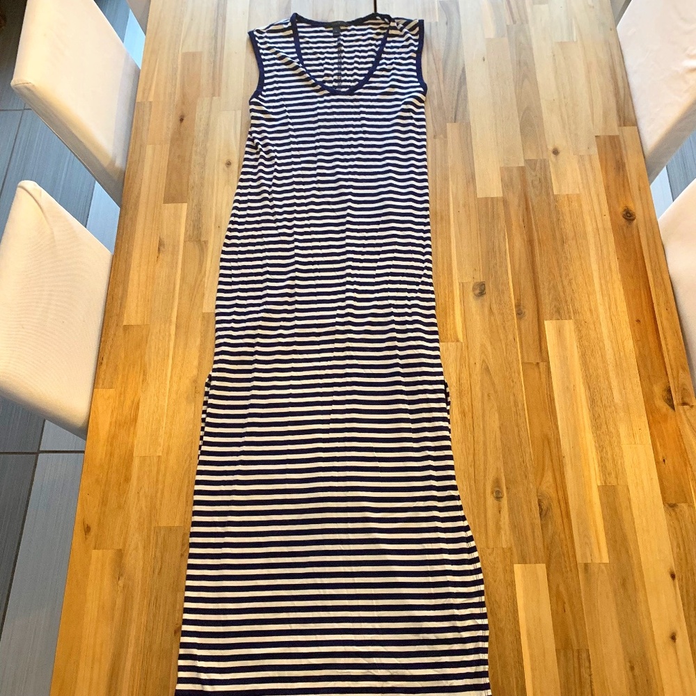 J. Crew Navy and White Striped Maxi Dress